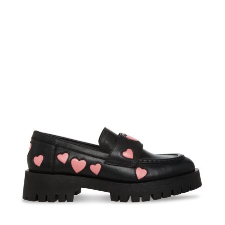 Black Steve Madden Lawrence-h Leather Women's Loafers | PH 3829BIY